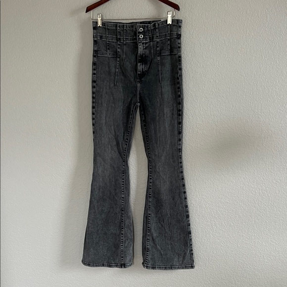 Free People Jayde Flare High Rise Gray Jeans. Size 30 - Picture 3 of 11